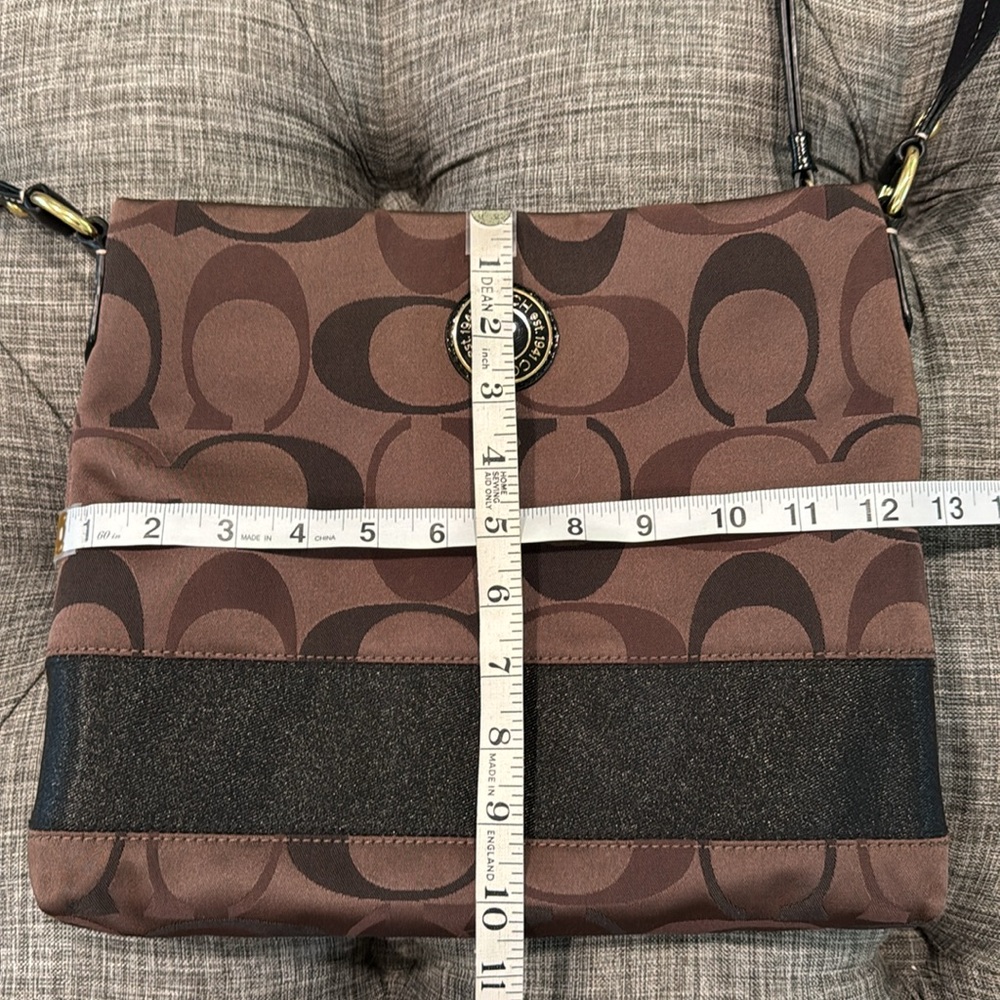 Coach Bag Large Vintage Signature Stripe Logo Crossbody Bag in Brown and Black - Picture 17 of 17